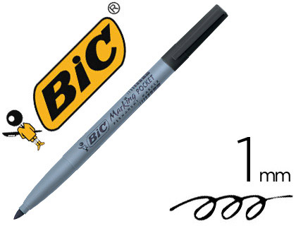 MARQUEUR BIC PERMANENT MARKING 1445 TRAC 1MM ENCRE BASE ALCOOL INODORE CORPS PLASTIQUE MULTIUSAGE COLORIS NOIR