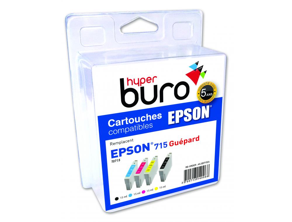 PACK DE 4 CARTOUCHE HYPERBUROS JET D'ENCRE EPSON T0715