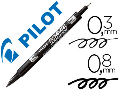 TYLO-FEUTRE PILOT TWIN MARKER  POINTE FIBRE POLYESTER FINE 0.4MM ET LARGE 0.5MM TOUS SUPPORTS COLORIS NOIR