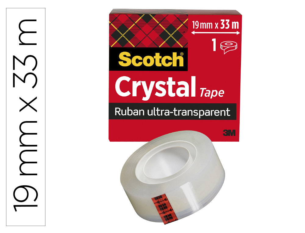 RUBAN ADHÉSIF SCOTCH CRYSTAL 600 19MMX33M BOÎTE INDIVIDUELLE