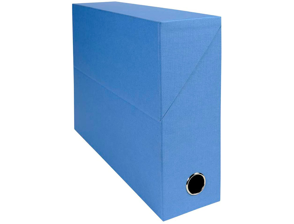 BOITE TRANSFERT EXACOMPTA IDERAMA CARTON  RECOUVERT PAPIER TOILE 15/10E 25X33CM DOS 90MM OEILLET PREHENSION BLEU CLAIR