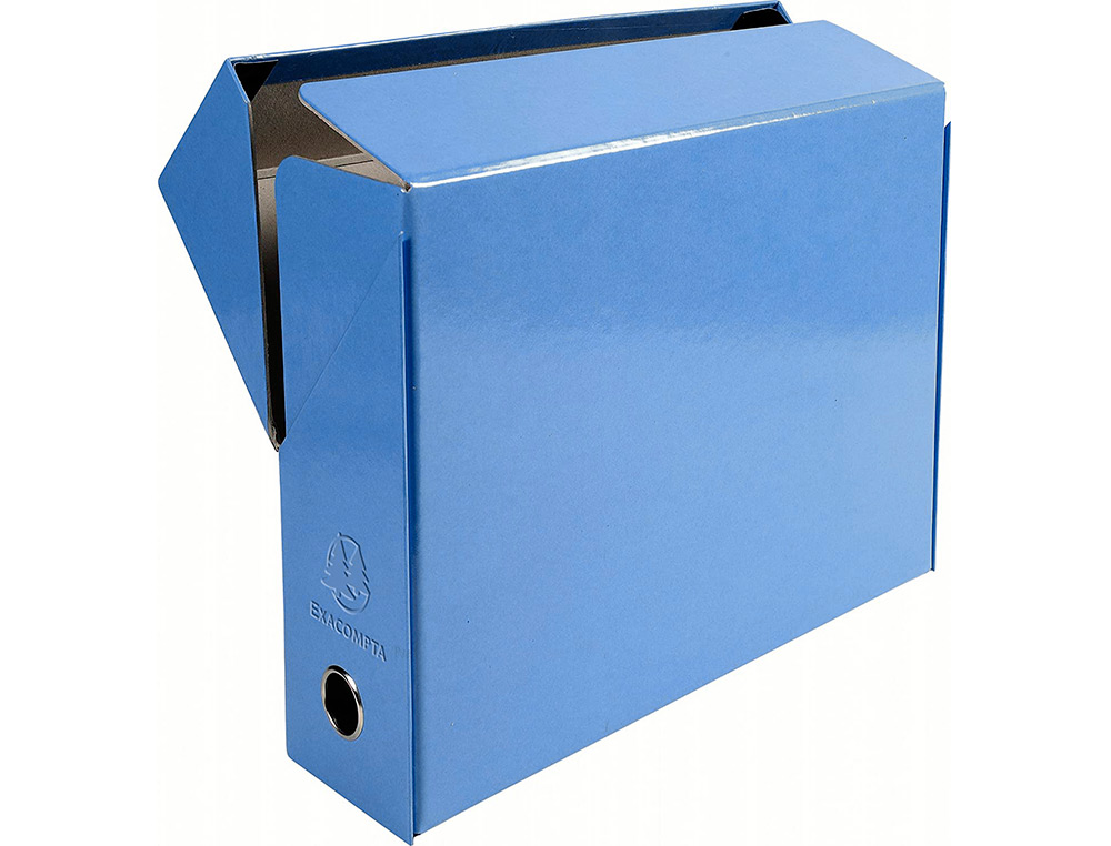BOITE TRANSFERT EXACOMPTA IDERAMA CARTON  RECOUVERT PAPIER TOILE 15/10E 25X33CM DOS 90MM OEILLET PREHENSION BLEU CLAIR