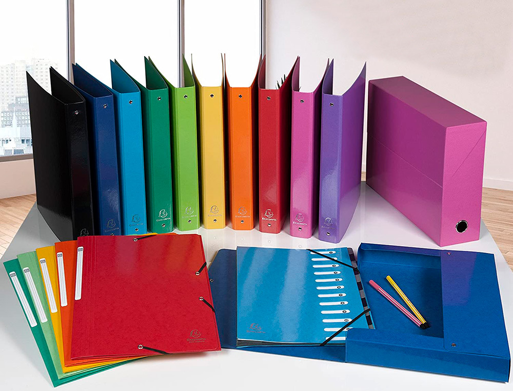 BOITE TRANSFERT EXACOMPTA IDERAMA CARTON  RECOUVERT PAPIER TOILE 15/10E 25X33CM DOS 90MM OEILLET PREHENSION BLEU CLAIR