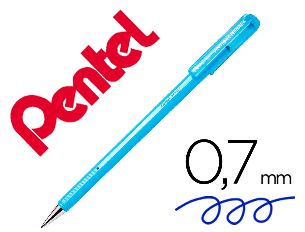 STYLO BILLE PENTEL SUPERB ANTIBACTERIAL COLORIS BLEU