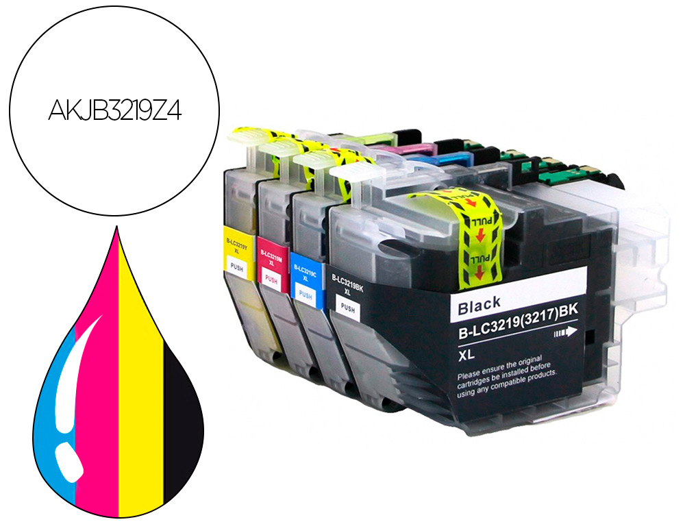 PACK DE 4 CARTOUCHE HYPERBUROS COMPATIBLES BROTHER LC-3219