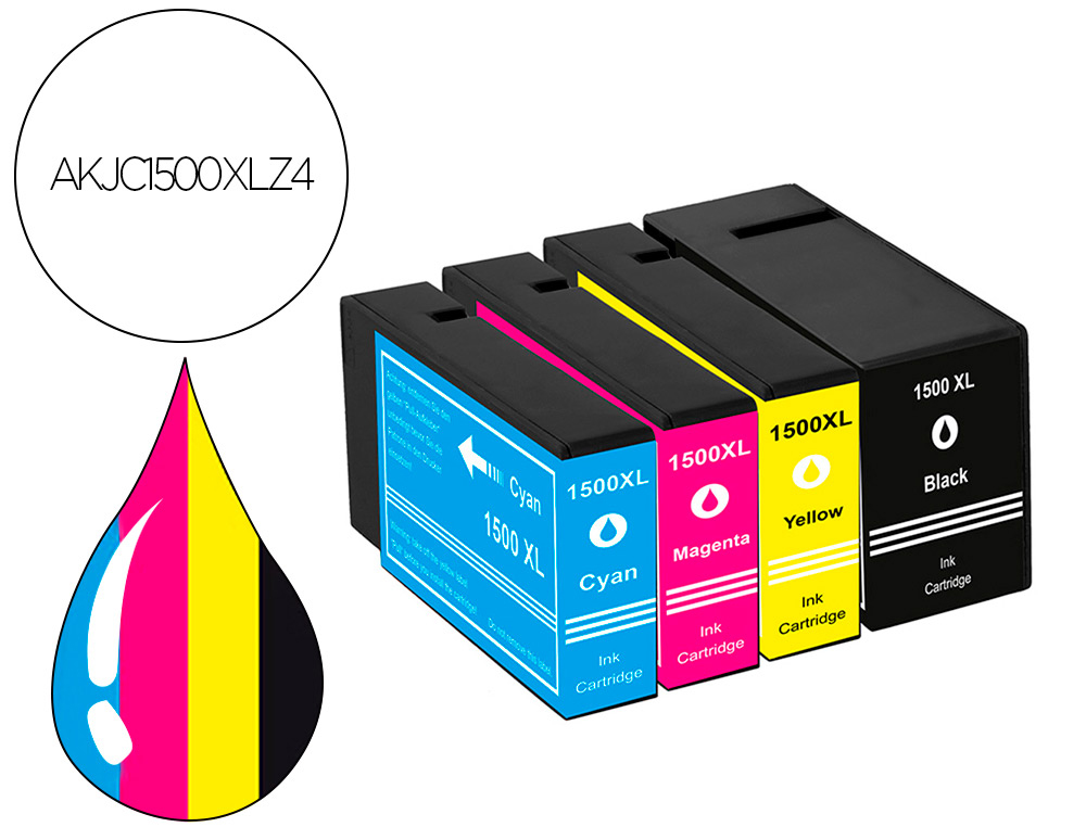 PACK DE 4 CARTOUCHE HYPERBUROS COMPATIBLES CANON PGI-1500XL