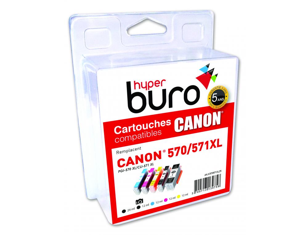PACK DE 5 CARTOUCHE HYPERBUROS COMPATIBLES CANON PG-570/CLI-571XL
