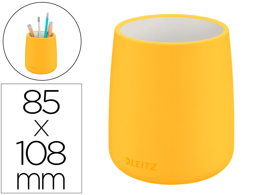 POT A CRAYON LEITZ COSY CERAMIQUE JAUNE 108MM DIAMETRE85MM