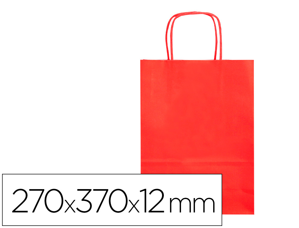 SAC PAPIER Q-CONNECT CELLULOSE M ANSE TORSADEE     270X370X12MM COLORIS ROUGE