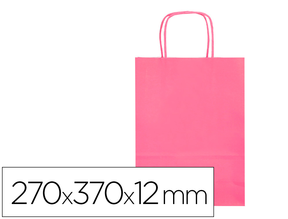 SAC PAPIER Q-CONNECT CELLULOSE M ANSE TORSADEE     270X370X12MM COLORIS ROSE