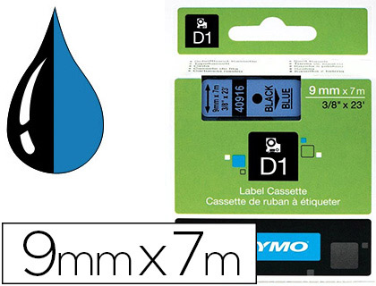 RUBAN TITREUSE DYMO LECTRONIQUE STANDARD D1 9MMX7M 30G COLORIS IMPRESSION NOIR/BLEU