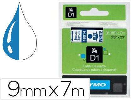 RUBAN TITREUSE DYMO LECTRONIQUE STANDARD D1 9MMX7M 30G COLORIS IMPRESSION BLEU/BLANC