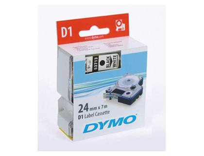 RUBAN TITREUSE DYMO STANDARD D1 24MMX7M COLORIS IMPRESSION NOIR/BLANC