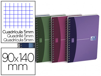 CARNET SPIRALE OXFORD URBAN MIX COUVERTURE PP RELIURE INTGRALE 9X11,4CM 180 PAGES 90G 5X5MM COLORIS ASSORTIS