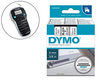 ETIQUETTE ADHESIVE DYMO RUBAN D1 9MMX7M REF S0720680 SPECIAL LABEL MANAGER WRITER DUO NOIR SUR BLANC - PACK ECO 10UN