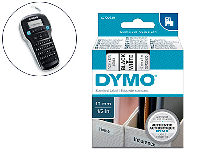 ETIQUETTE ADHESIVE DYMO RUBAN D1 12MMX7M REF S0720530       SPECIAL LABEL MANAGER WRITER  DUO NOIR SUR BLANC PACK 10