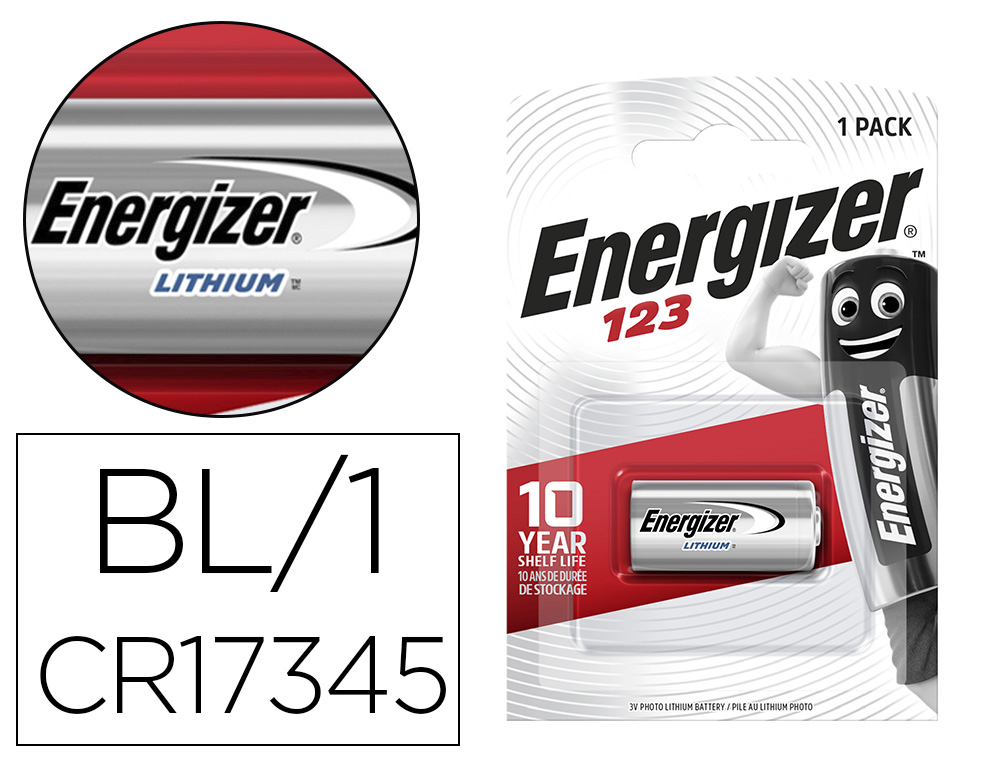 PILE ENERGIZER LITHIUM PHOTO I .C.E. CR17345 TAILLE 123 BLISTER 1 UNIT