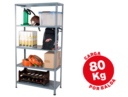 TAGRE MTALLIQUE AR 5 TABLETTES SUPPORTE 80KG/TABLETTE CAPACIT 50 BOTES/CLASSEURS 180X90X40CM COLORIS GRIS